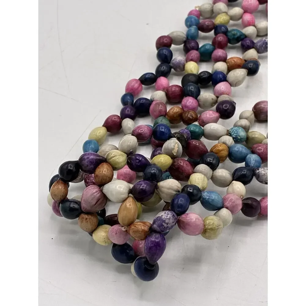 Vintage Long Beaded Belt Multicolor Dyed Beads Boho Wrap Style